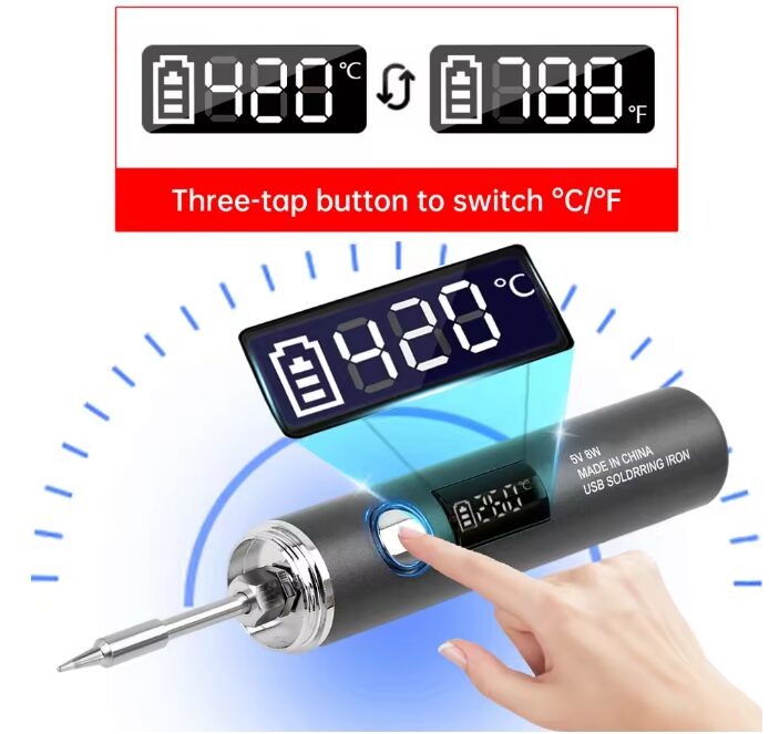 USB rechargable mini solding iron 260 to 420 c