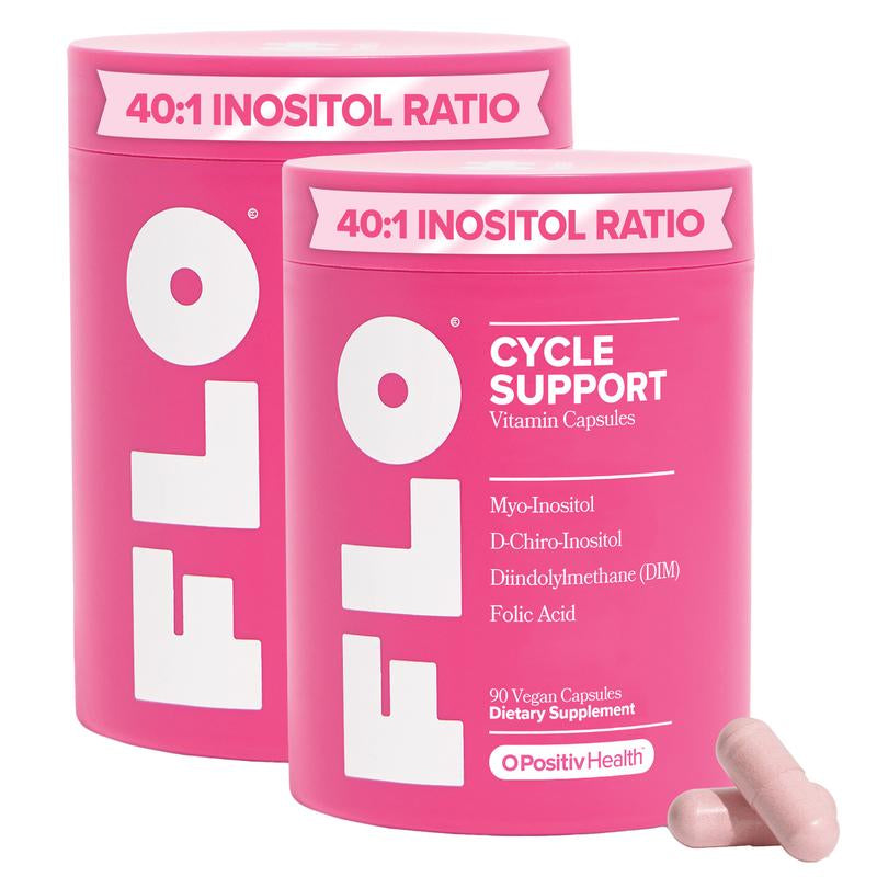 Hormone Balance & Cycle Support Vitamins by FLO: Supplement for Women with Myo-Inositol & D-Chiro-Inositol (40:1 Ratio), DIM, and Folic Acid