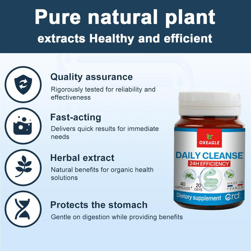 OXEAGLE Gut Daily Cleanse Supplements - Colon Cleanse for Women & Men with Natural Herbal Dependable, for Gut Health and Digestive Support, 40 Capsule.