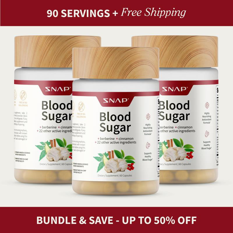 Snap Supplements - Blood Sugar Blend - 30 Servings - Natural Supplement Capsules Fitness Edible