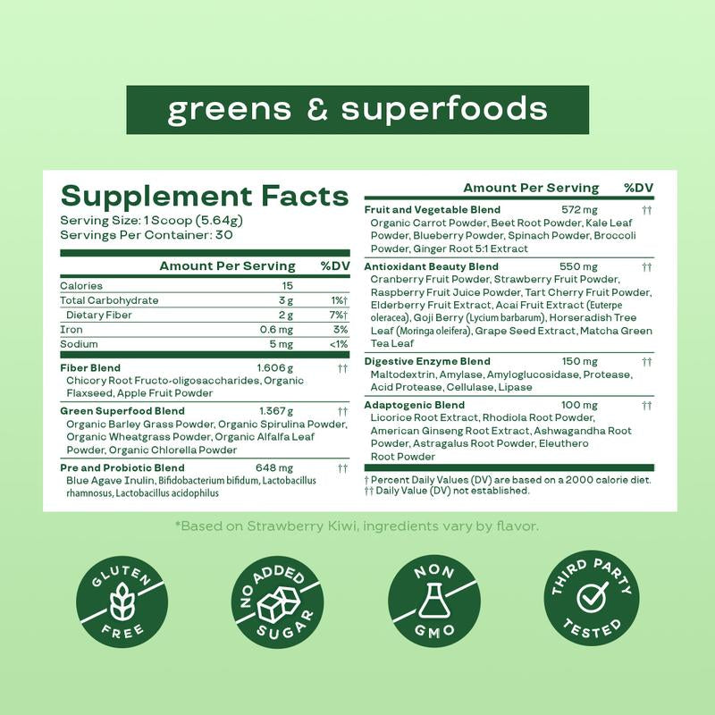 30Ct Greens and FREE 25Ct Colostrum and Collagen Peptides