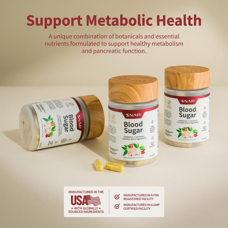 Snap Supplements - Blood Sugar Blend - 30 Servings - Natural Supplement Capsules Fitness Edible