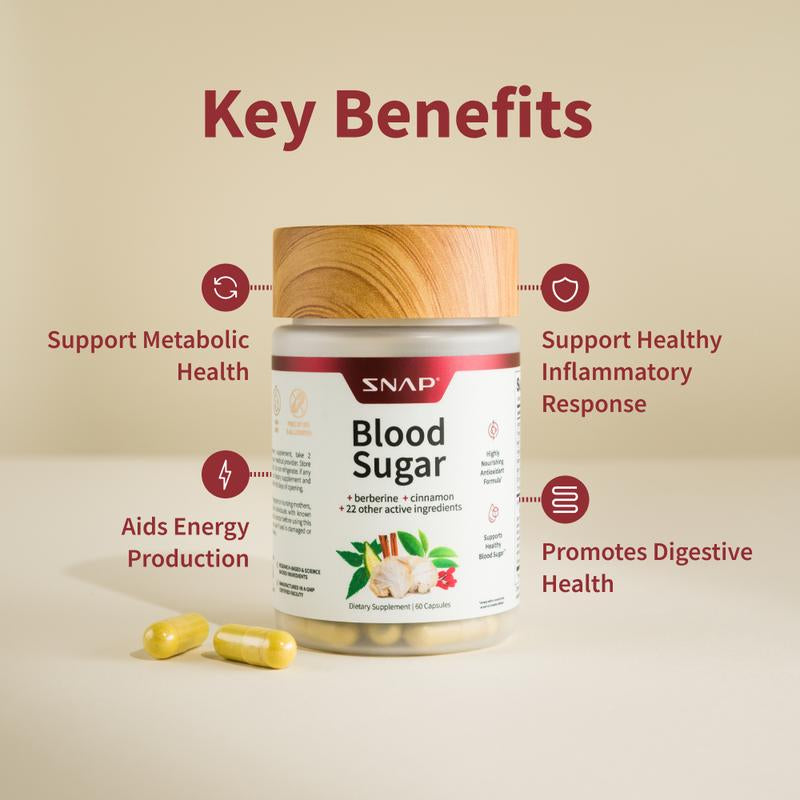 Snap Supplements - Blood Sugar Blend - 30 Servings - Natural Supplement Capsules Fitness Edible