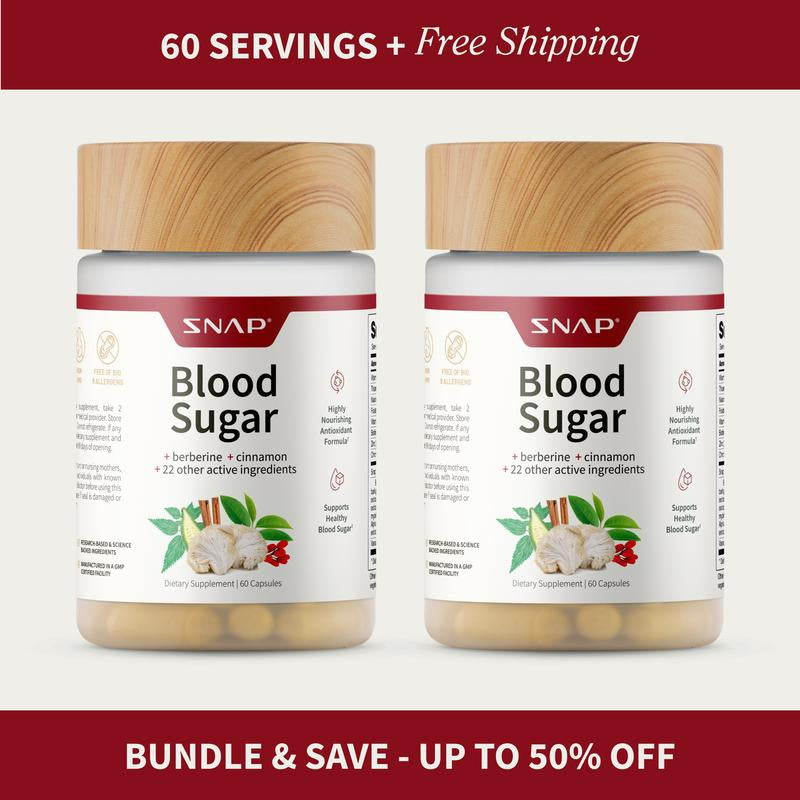 Snap Supplements - Blood Sugar Blend - 30 Servings - Natural Supplement Capsules Fitness Edible