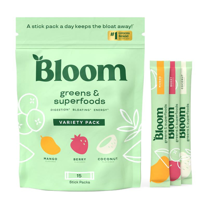 Bloom Nutrition Greens and Superfoods Powder Packets - 15 Stick Healthcare Edible Dietary Supplement