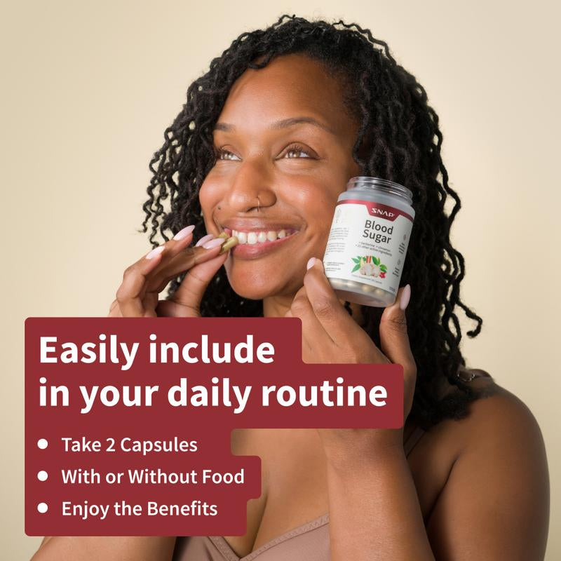 Snap Supplements - Blood Sugar Blend - 30 Servings - Natural Supplement Capsules Fitness Edible