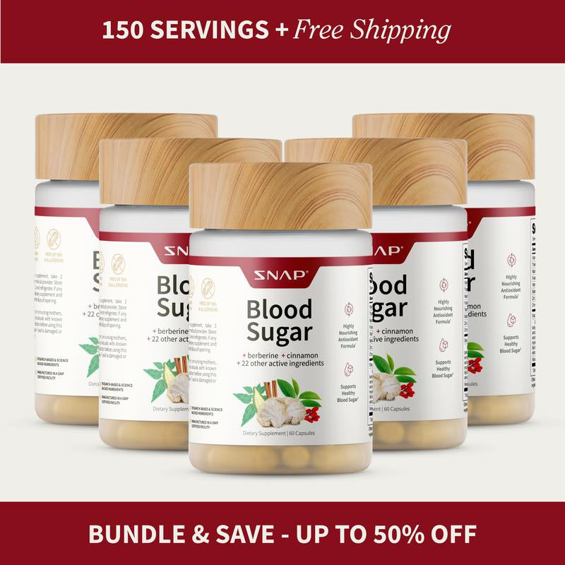 Snap Supplements - Blood Sugar Blend - 30 Servings - Natural Supplement Capsules Fitness Edible