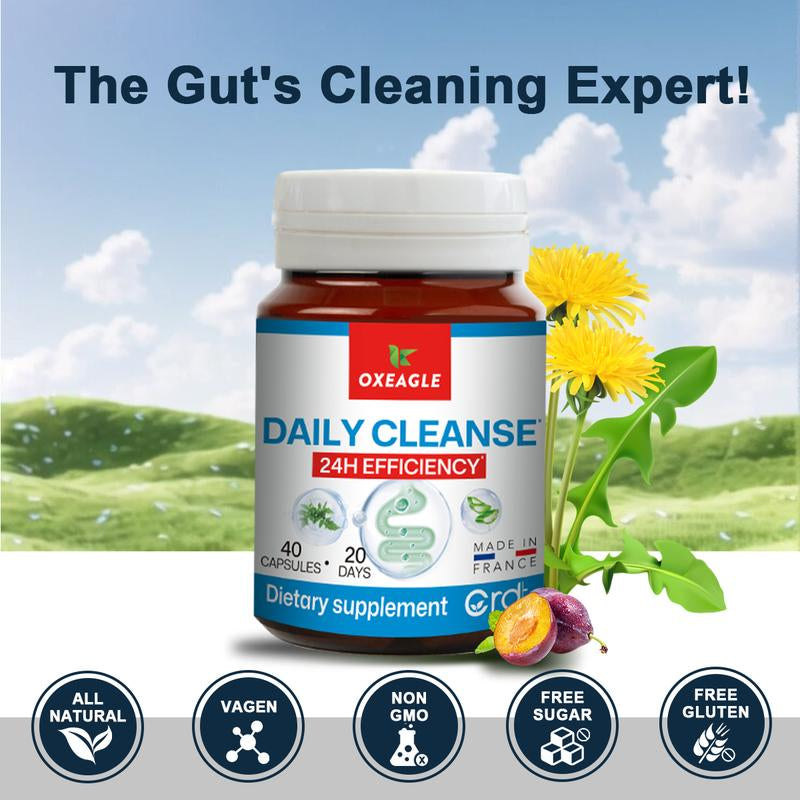 OXEAGLE Gut Daily Cleanse Supplements - Colon Cleanse for Women & Men with Natural Herbal Dependable, for Gut Health and Digestive Support, 40 Capsule.