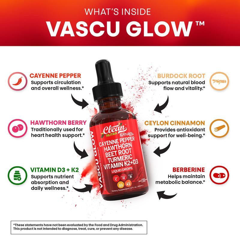 Cayenne Pepper Supplement Liquid Drops + Hawthorn Berry, Vitamin D3 K2 Organic Beet Root Powder, Ceylon Cinnamon, Turmeric Curcumin, Panax Ginseng