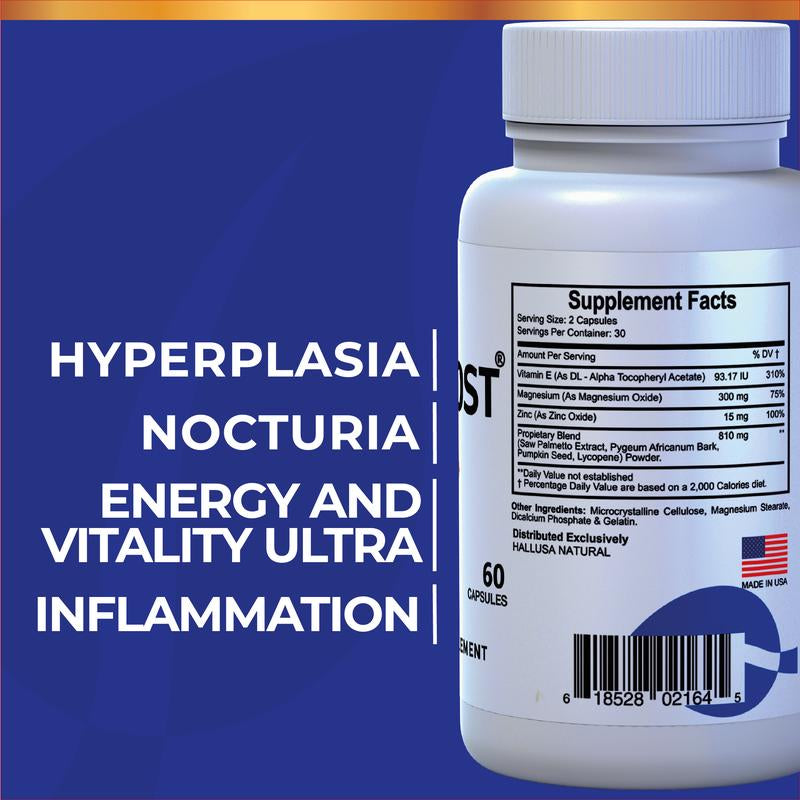 Hallprost Ultra & Hallvigor 120 Cap - Dietary Supplement for Men - Pygeum, Pumpkin Seeds, Vitamin Prostate Formula - Energy Supplements - HALLUSA NATURAL