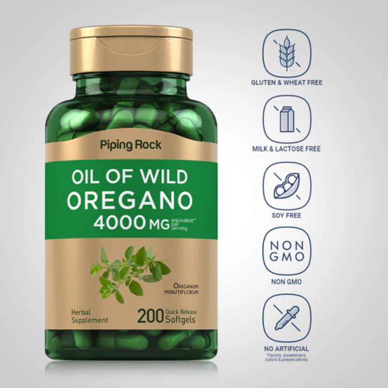 Oil of Oregano, 4000 Mg (Per Serving), 200 Quick Release Softgels, 2 Bottles