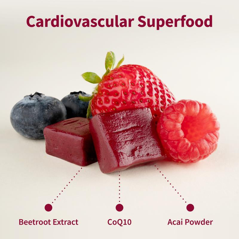 Snap Supplements - Heart Beets Chews - 30 Servings - Natural Supplement Soft Chews - Mixed Berry Flavor Dietary Edible - Nitric Oxide Cardiovascular Beetroot