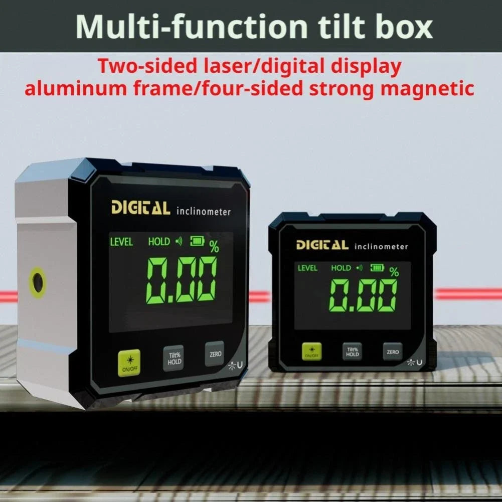 Digital Angle Gauge Finder Rechargeable Magnetic Laser Inclinometer Level Meter